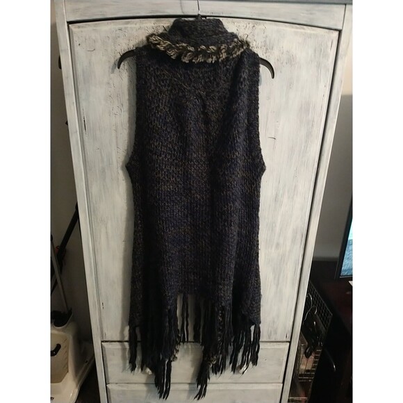 Escio Fringed Faux Fur Open Sweater Cardigan Xl Boho - Picture 9 of 11